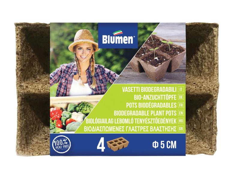Blumen Aufzuchttöpfe Bio 5 cm quadratisch, 24 Stück Bio-Anzuchttöpfe 4 Strips à 6 Kokostöpfen