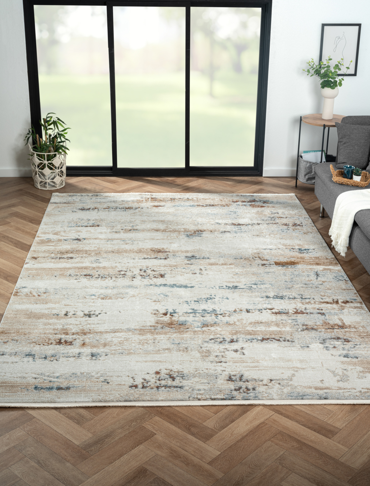Kurzflorteppich ESME - grau-beige - 200x290 cm