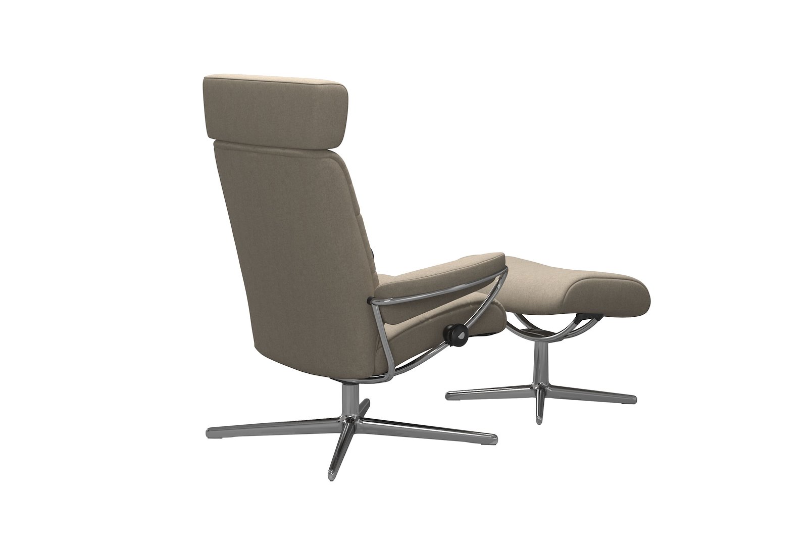 London lenestol m/krakk Tekstil Calido Light Beige - Cross - Chrome