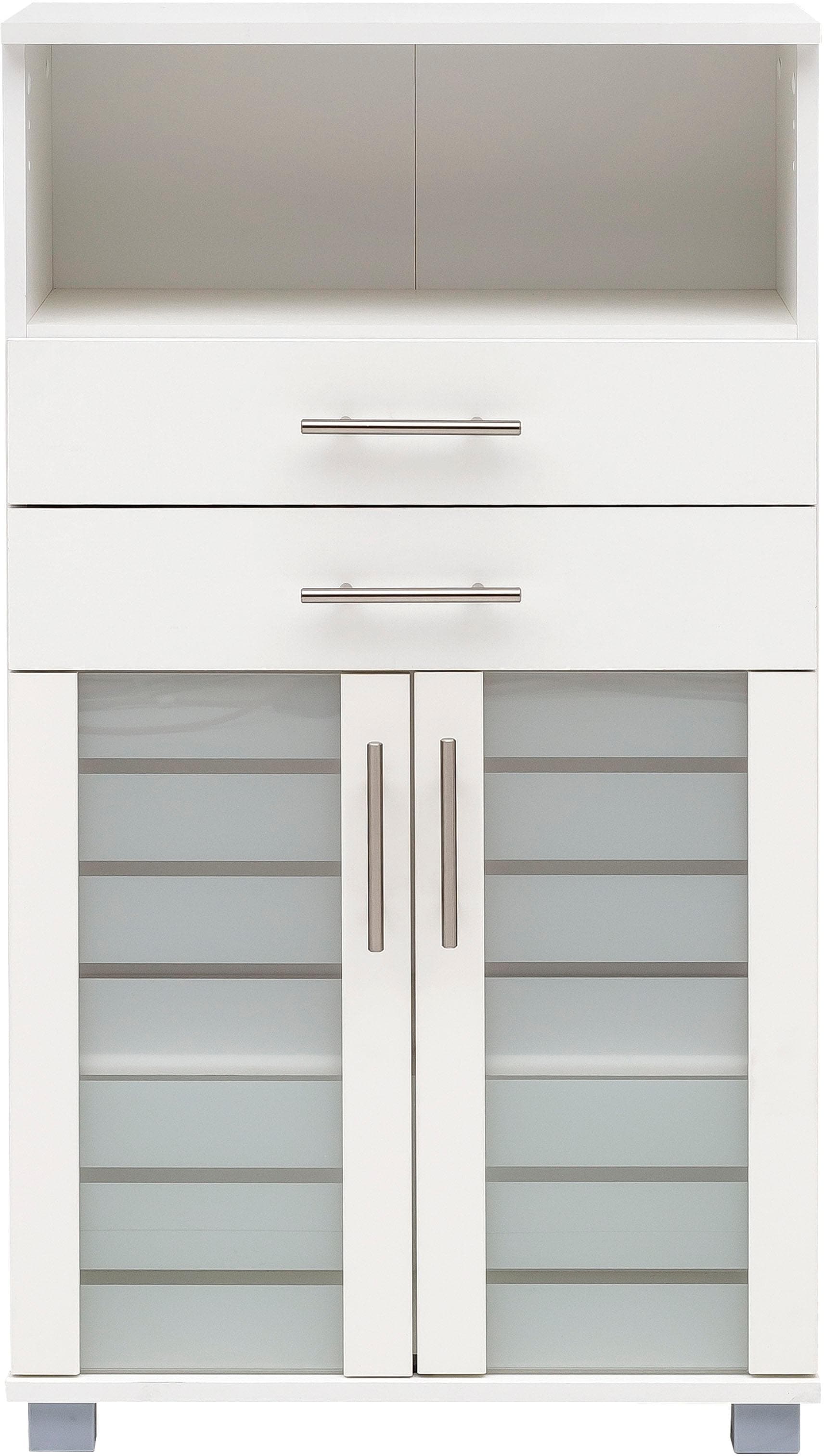 Schildmeyer Midischrank »Nikosia« Breite 60 cm, mit Glastüren, 2 Schubladen, MDF-Fronten, Metallgriffe