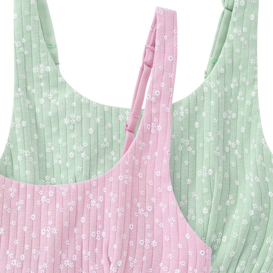 Yigga 2 Mädchen Bustiers mit Blümchen-Print rosa / hellgrün