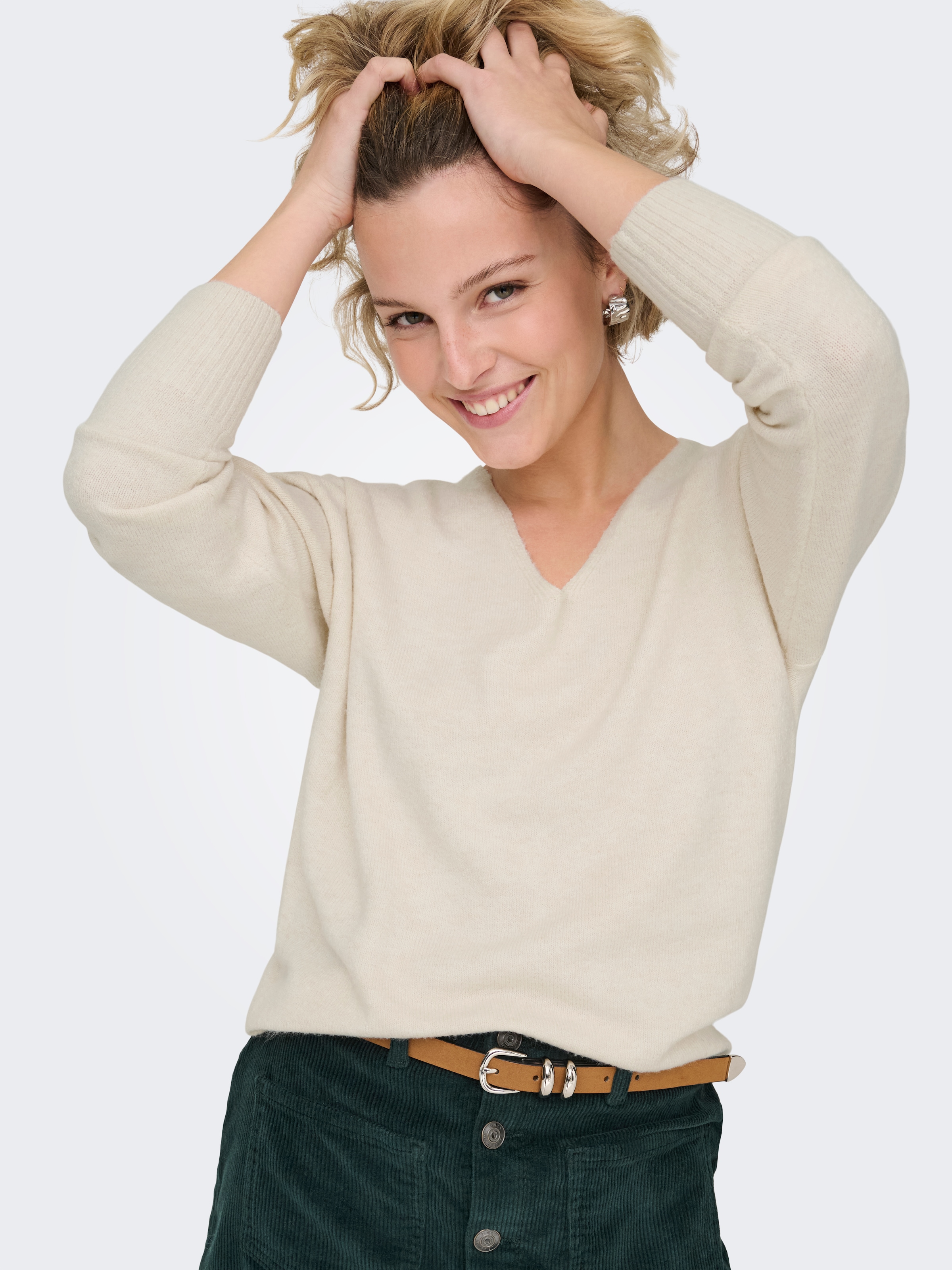 ONLY V-Ausschnitt-Pullover »ONLRICA LIFE L/S V-NECK PULLO KNT NOOS«, mit V-Ausschnitt