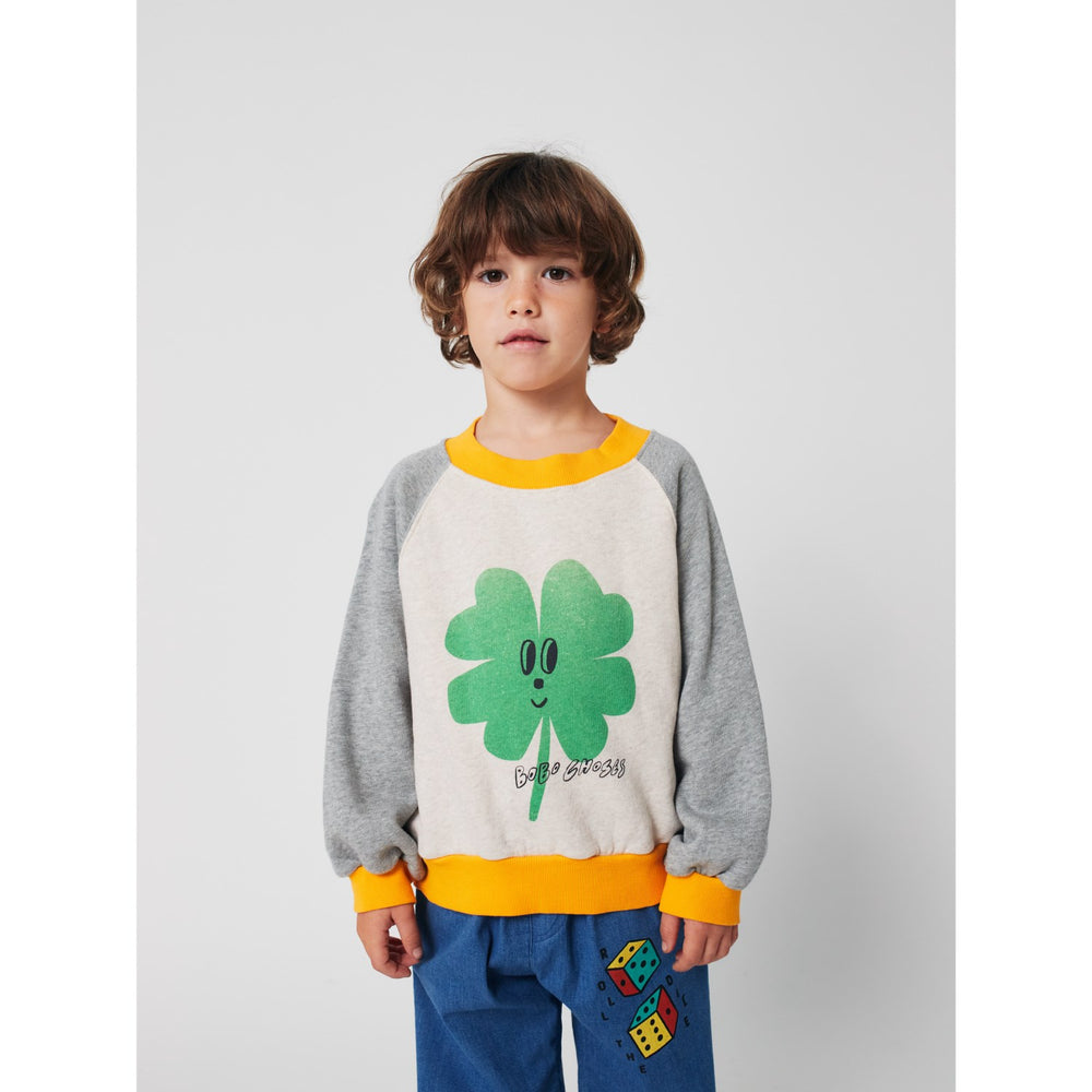 Køb Bobo Choses Heather Grey Lucky Clover Ranglan Sweatshirt
