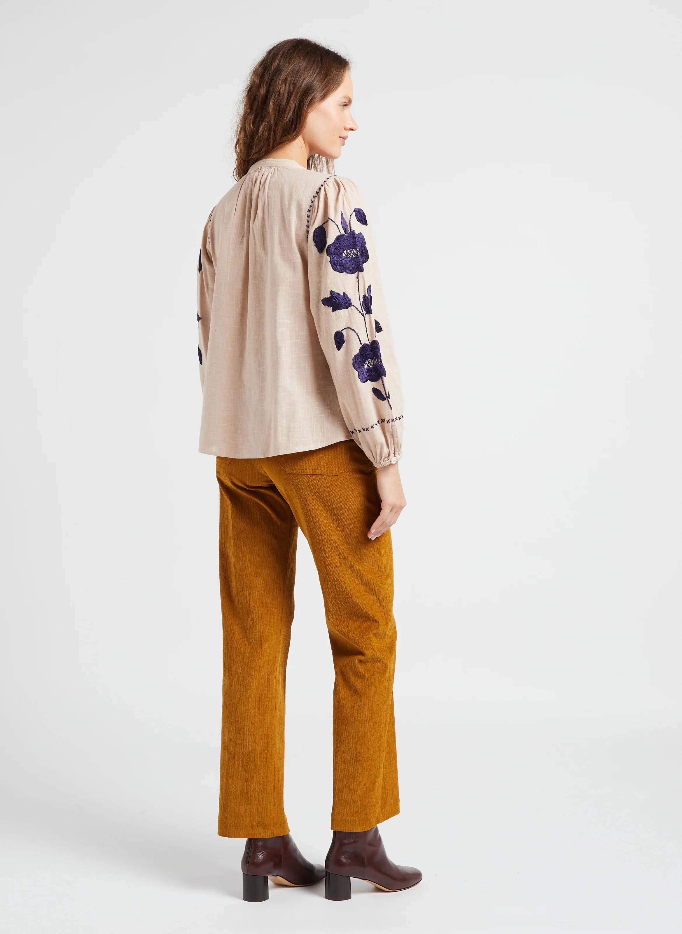 JACQUES - Pantalon droit fines côtes en coton mélangé| Beige