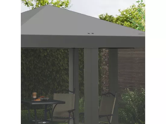 Tonnelle gazebo en acier et en 420d tissu oxford - 3x3m 9 m² - avec rideaux - 2 portes fermeture éclair