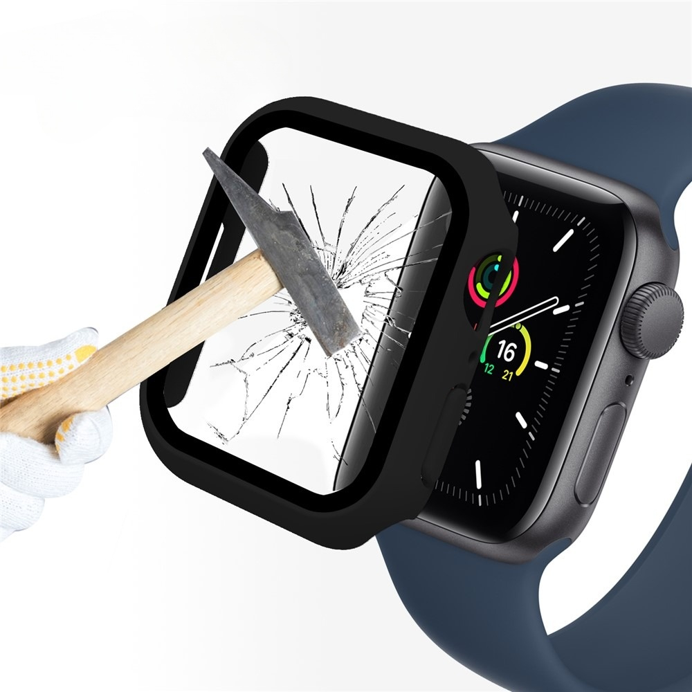 Apple Watch (41mm) Hardcase Bumper Hülle mit Displayschutz - Schwarz