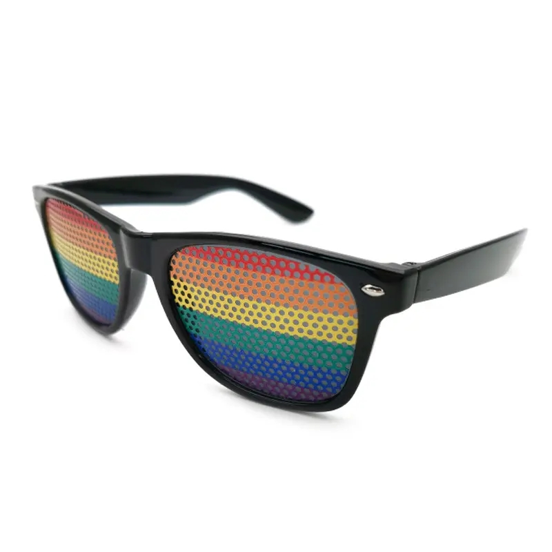 Regenbogen Rasterbrille Motto Party Accessoire Bunte Lochbrille