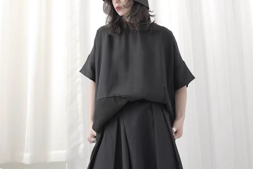 JUN.LEE - Mid Rise Plain Plooibroek met Wijde Pijpen