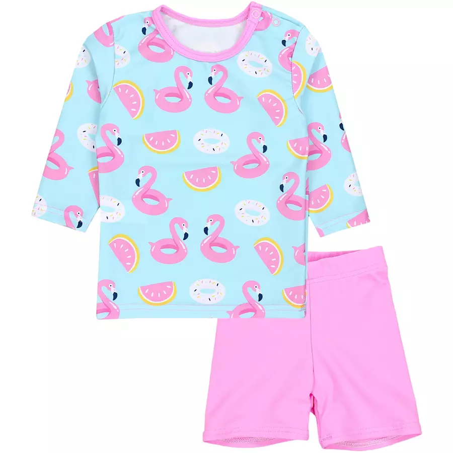 Aquarti Baby Mädchen Zweiteiler Badeanzug Bade-Set Bade T-Shirt Badehose hellgrün
