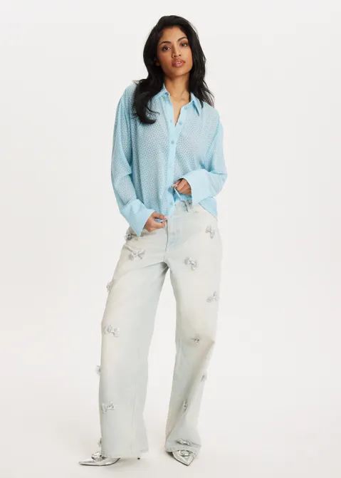 Blouse met stippendetails blauw (BLW.L)