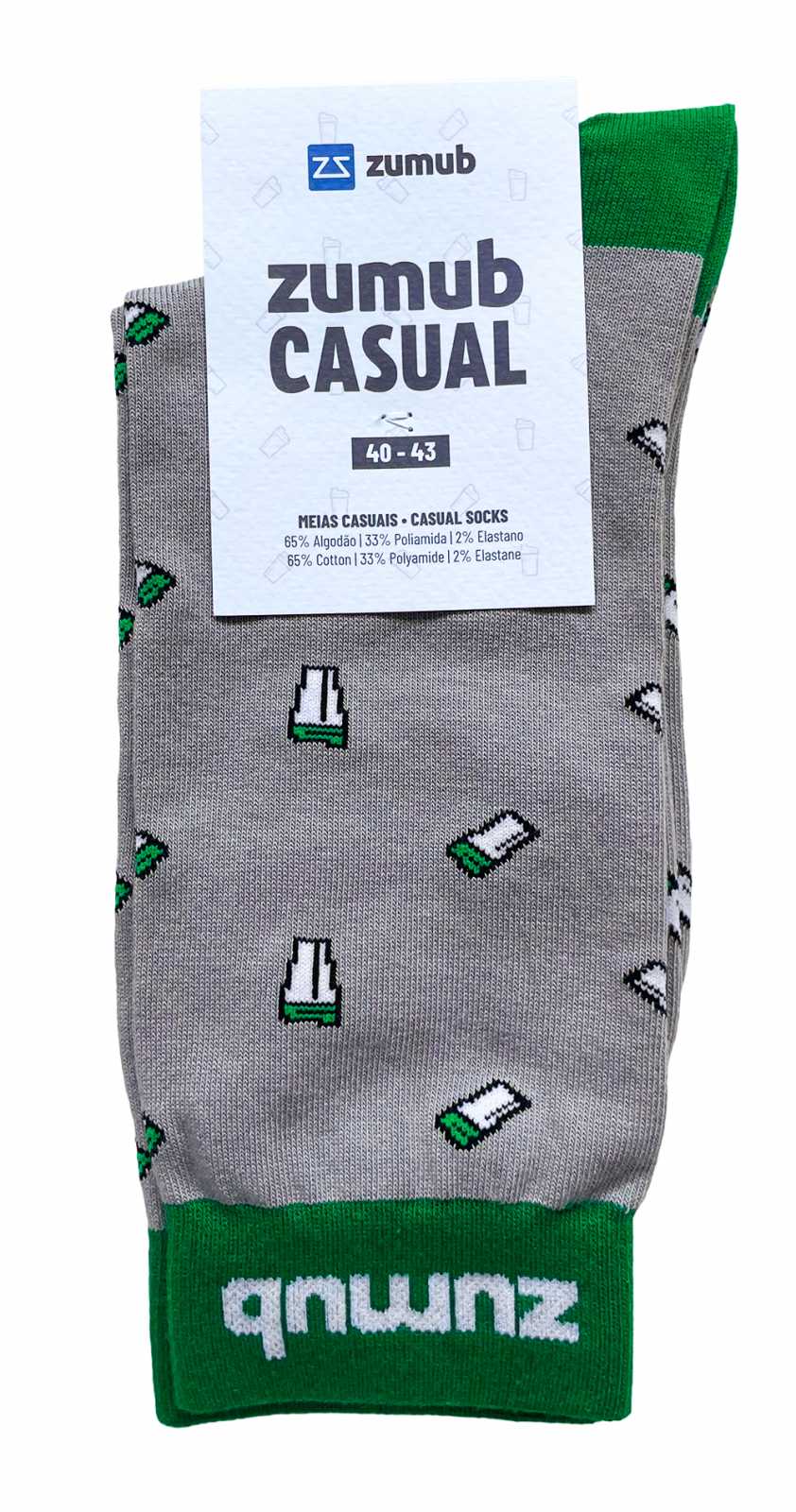 Meias casuais Zumub cinza/verde