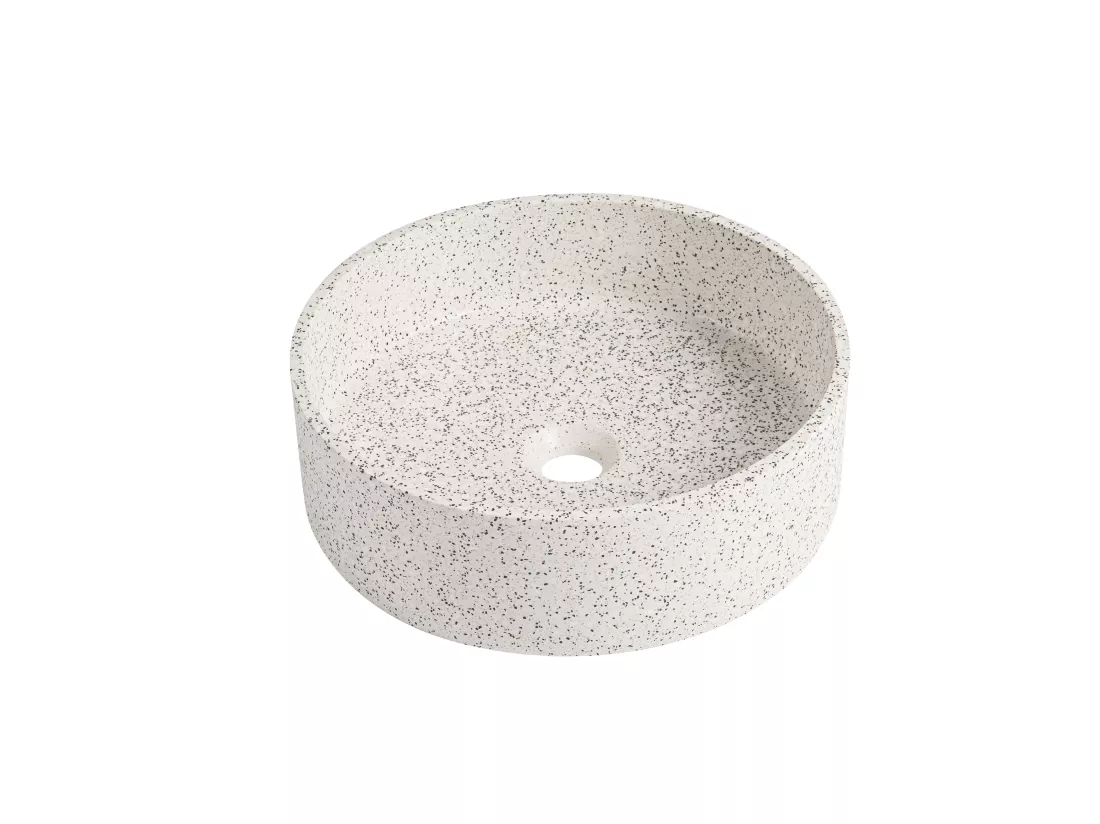Vasque ronde à poser en terrazzo blanc - 39 cm - DUKAT