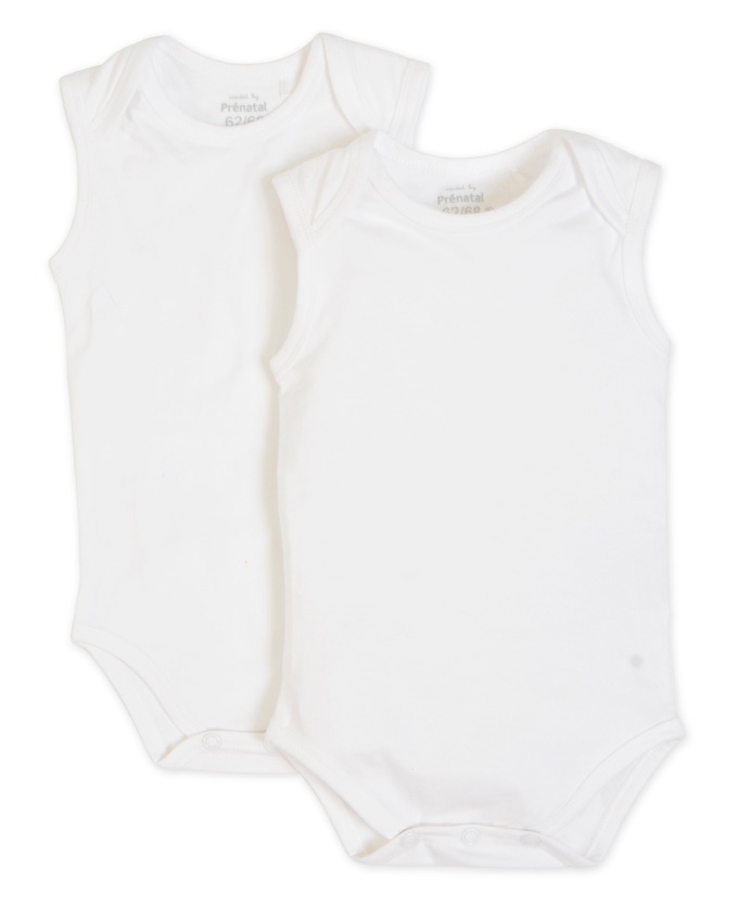 Prénatal romper mouwloos 2 stuks mouwloos effen wit