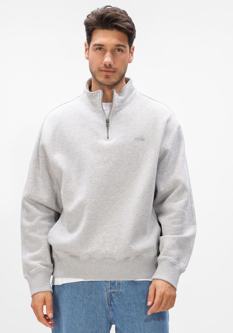 grijze olaf hussein trui signature zip mock