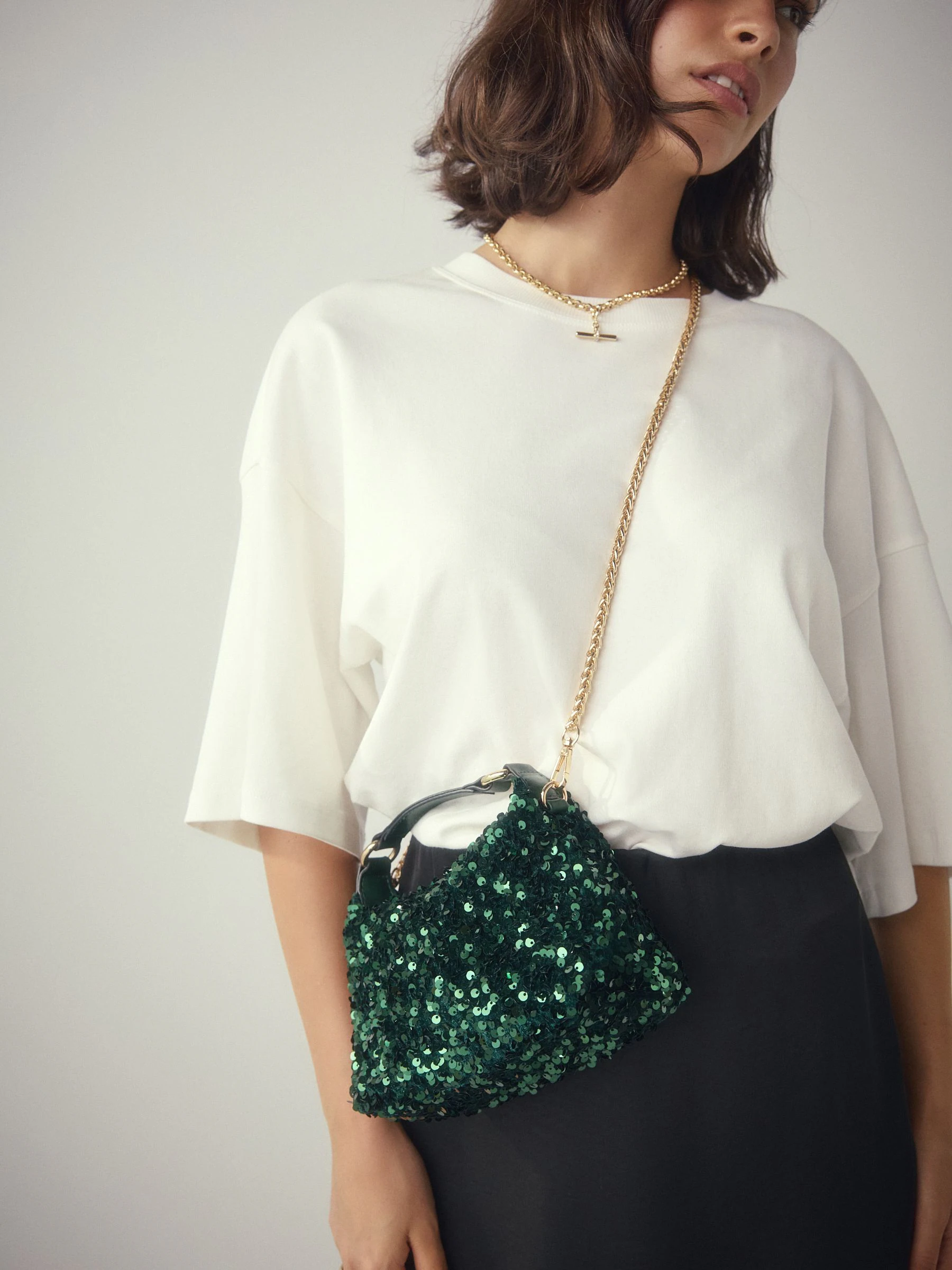 Groen met lovertjes - Kleine handtas