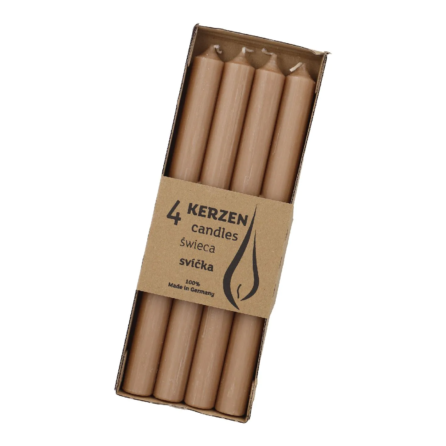 4er Set Stabkerze Rustik, karamell, 25 cm