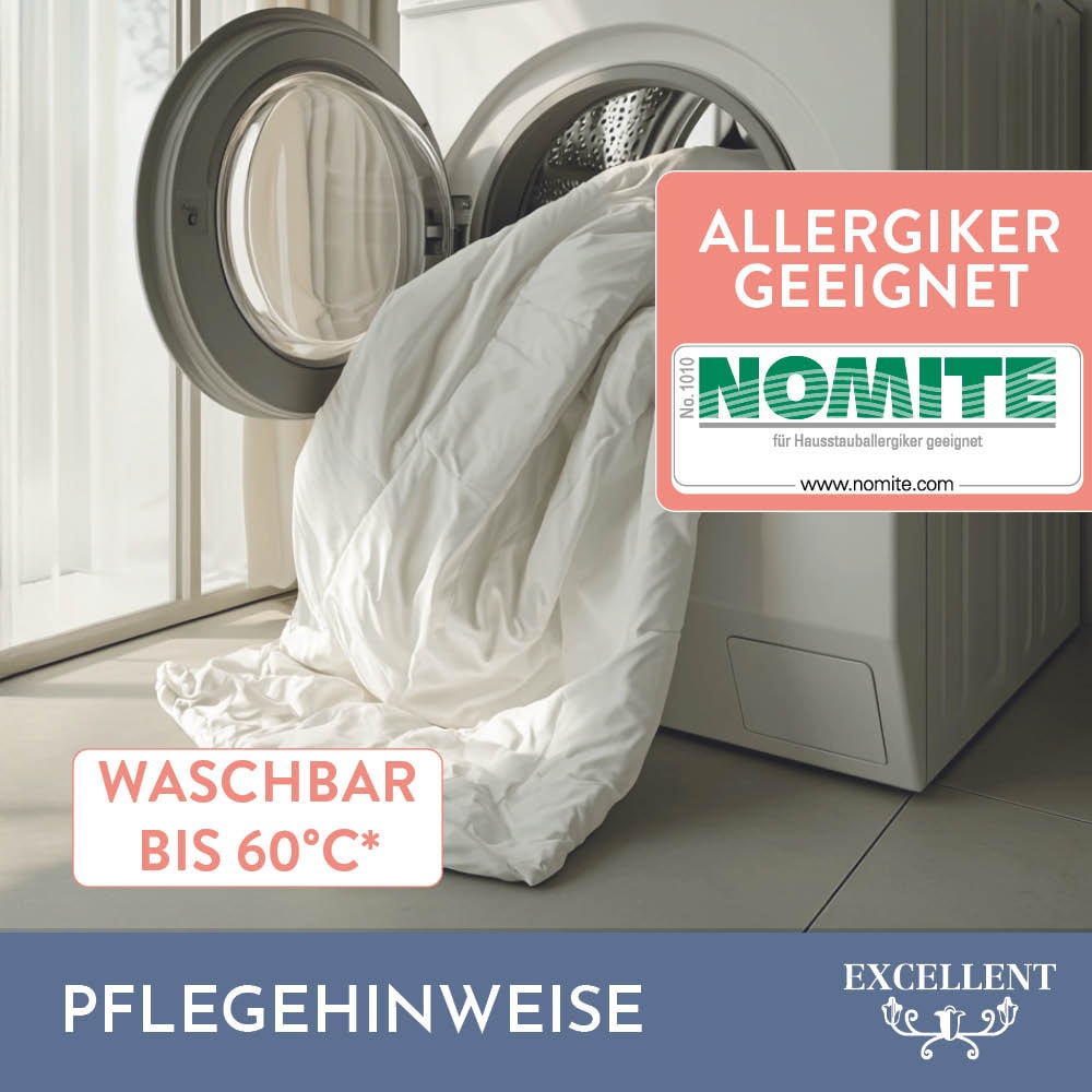 Excellent Daunenbettdecke »Wien, Bettdecken für Sommer und Winter, Decke« extraleicht Füllung 90Daunen10Federn 1 Stk. tlg. Bettdecke 135x200 cm, made in Germany, allergiker geeignet (Hausstaub)