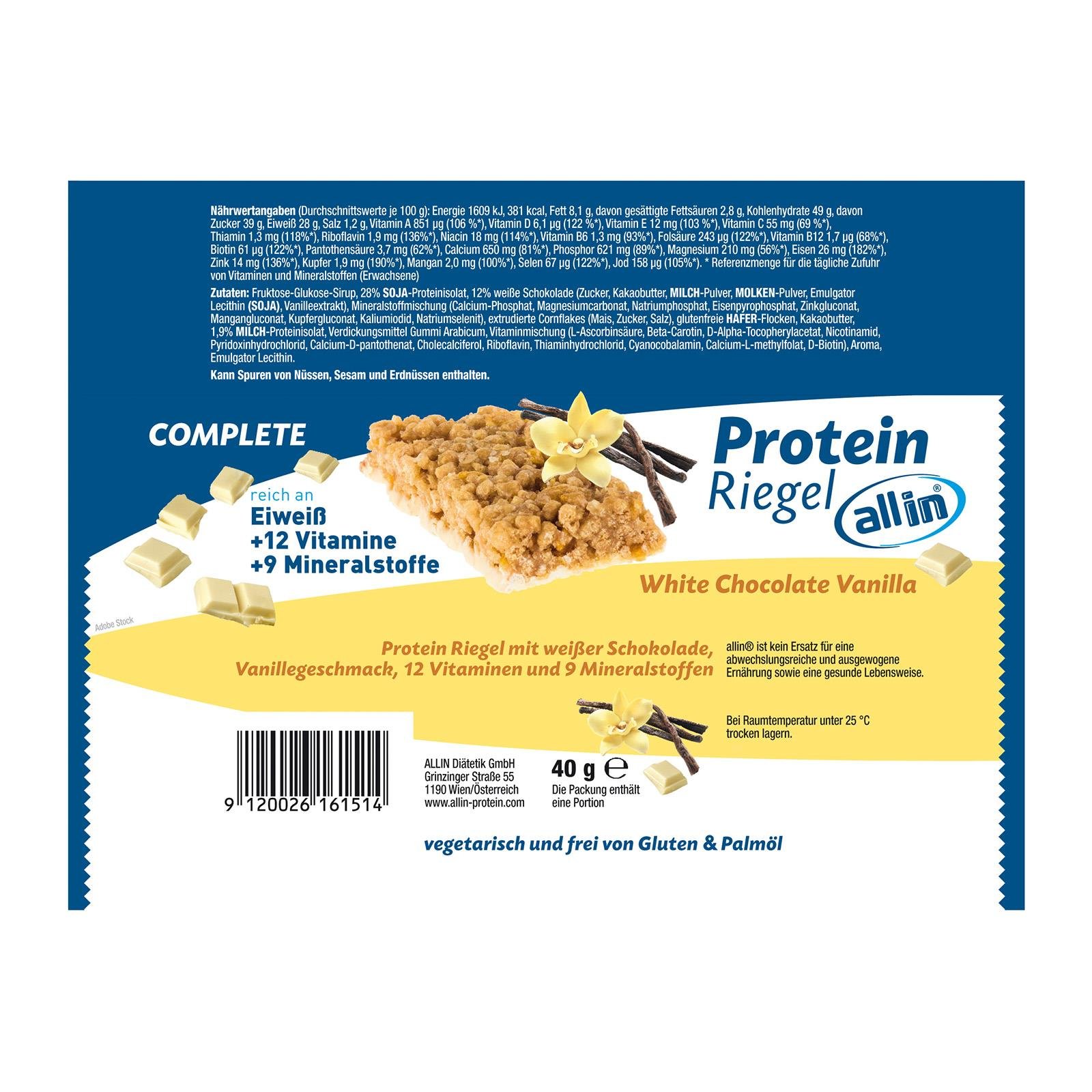 Allin Protein Riegel White Choco Vanilla