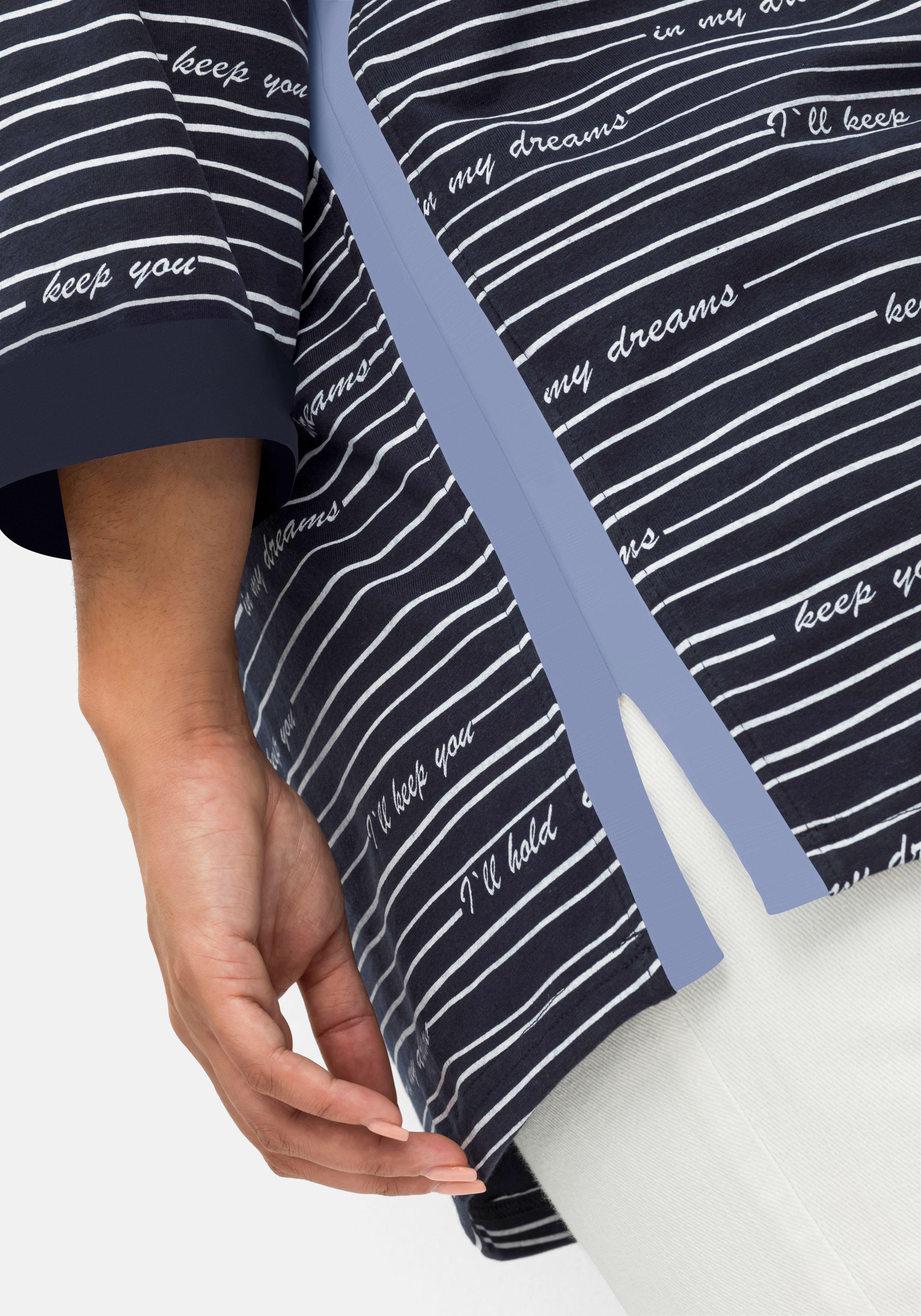 3/4-Arm-Shirt mit Streifen und Wordingprint