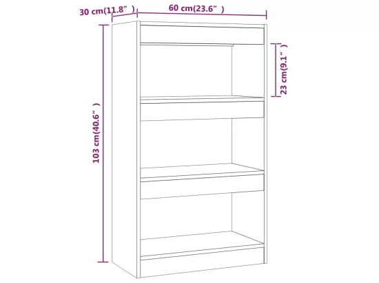 Bibliothèque/séparateur de pièce noir bois d'ingénierie