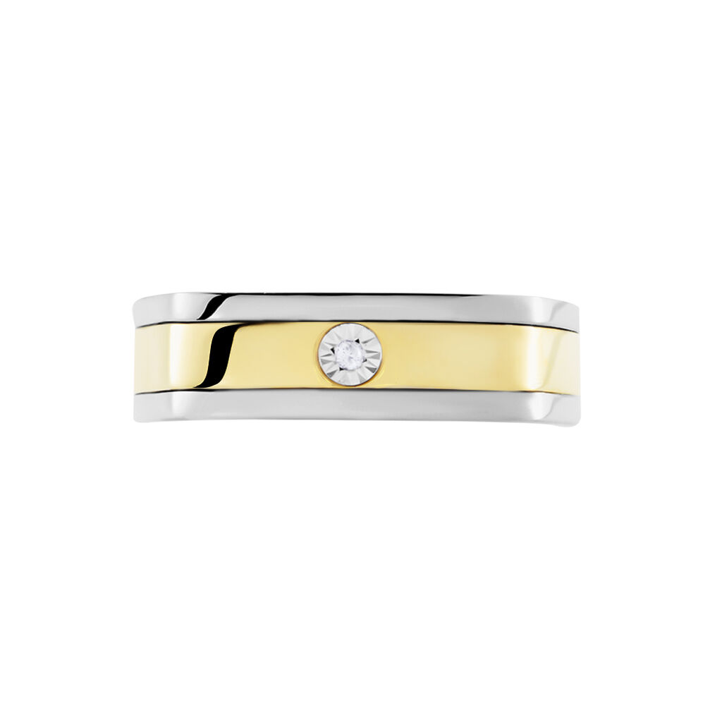 Bague Robinson Argent Bicolore Rhodié Diamant Blanc