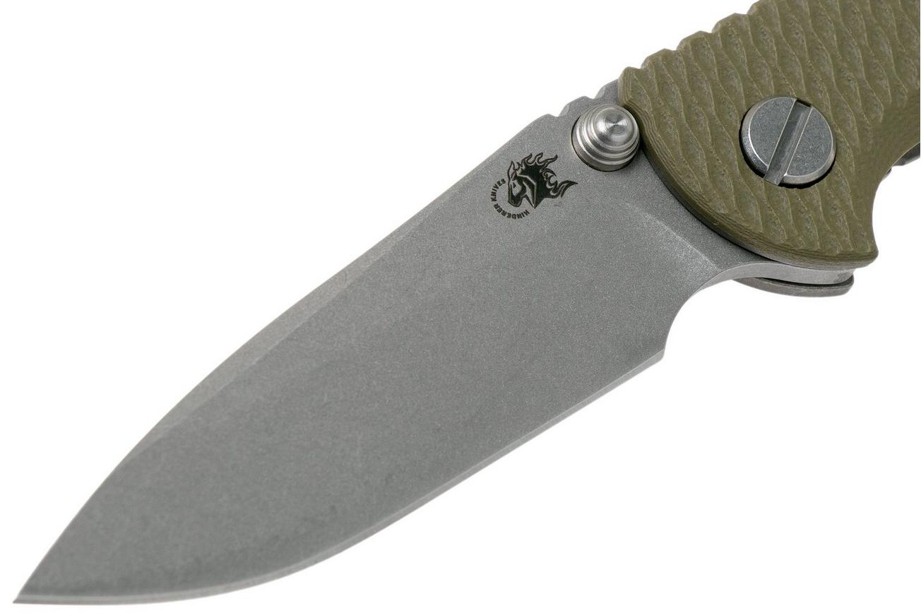 Rick Hinderer XM18 3.0” Spearpoint Non-Flipper CPM 20CV Working Finish OD Green G10 zakmes