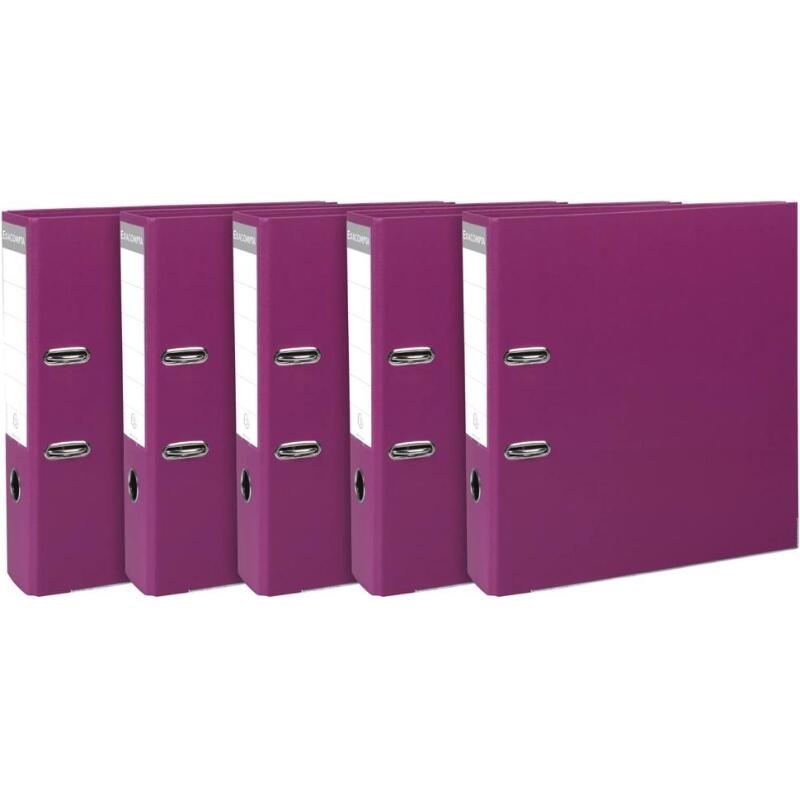 Lot de 5 classeurs à levier intérieur et extérieur en polypropylène - dos de 80mm - mécanique Prem'Touch - A4 - Fuchsia