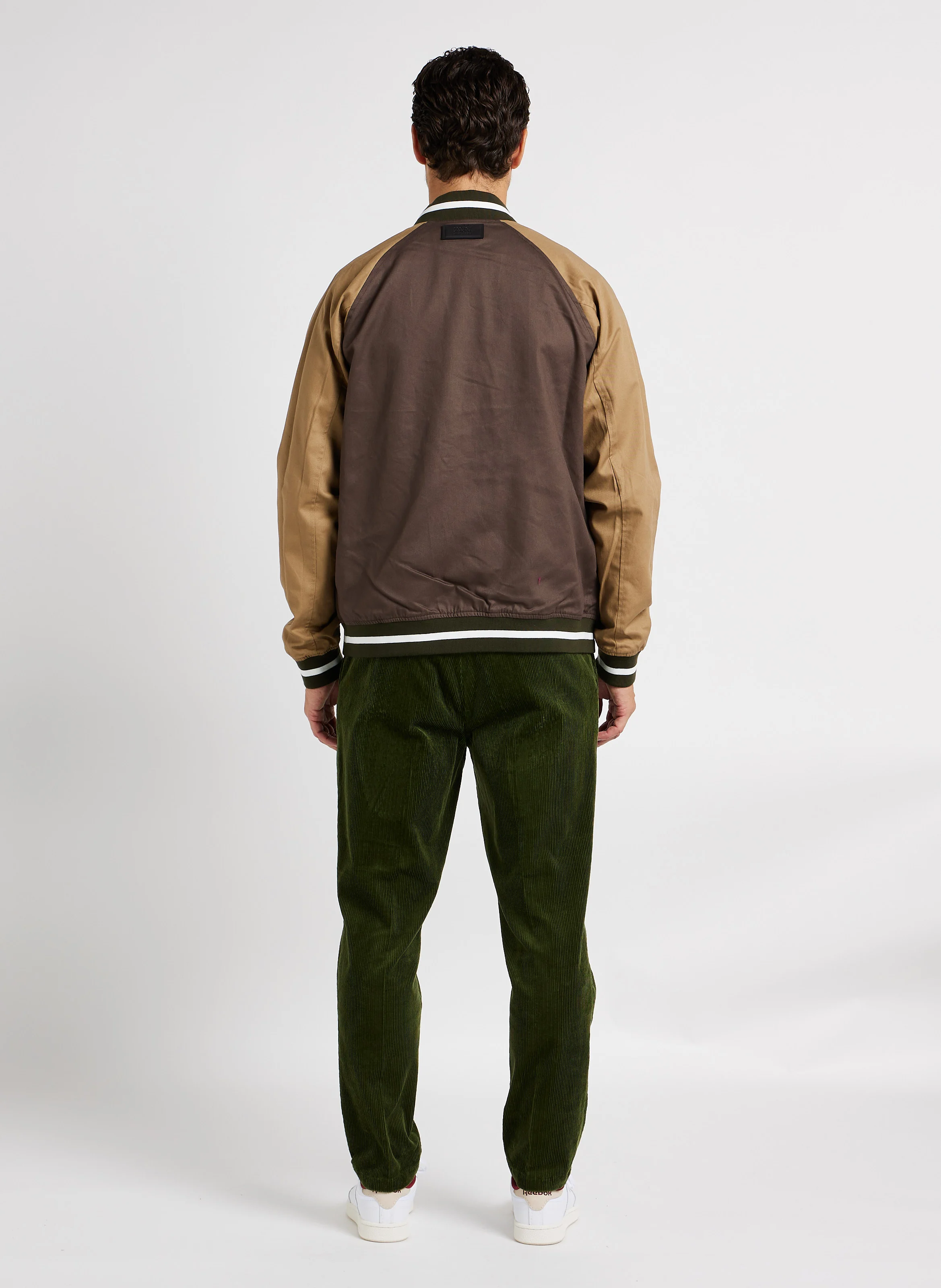 Blouson col rond à imprimé léopard réversible | Kaki