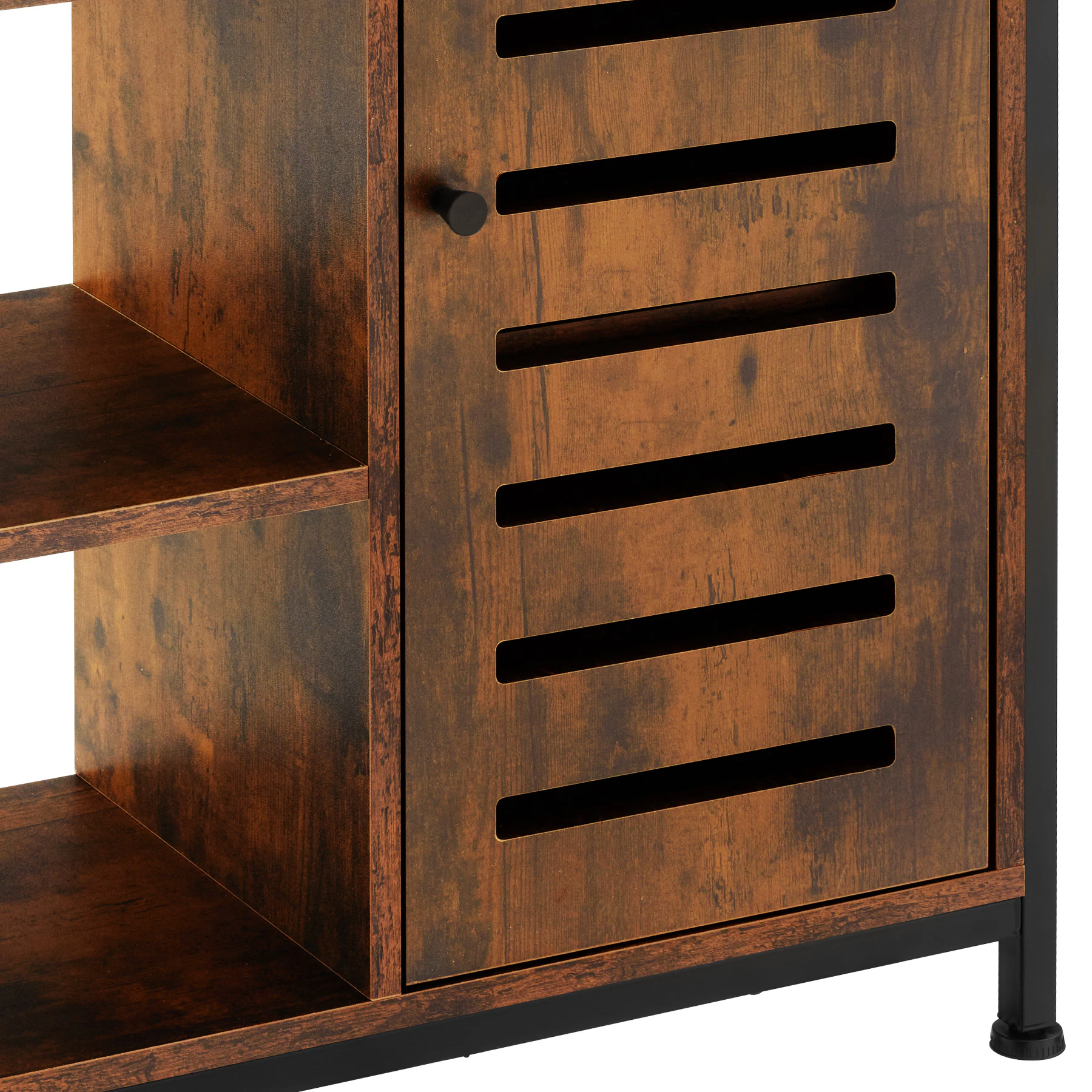 tectake® Sideboard, Industrial Style, Ablage und 3 offene Fächer, mit höhenverstellbaren Kunststofffüßen, 70 x 32 x 82 cm