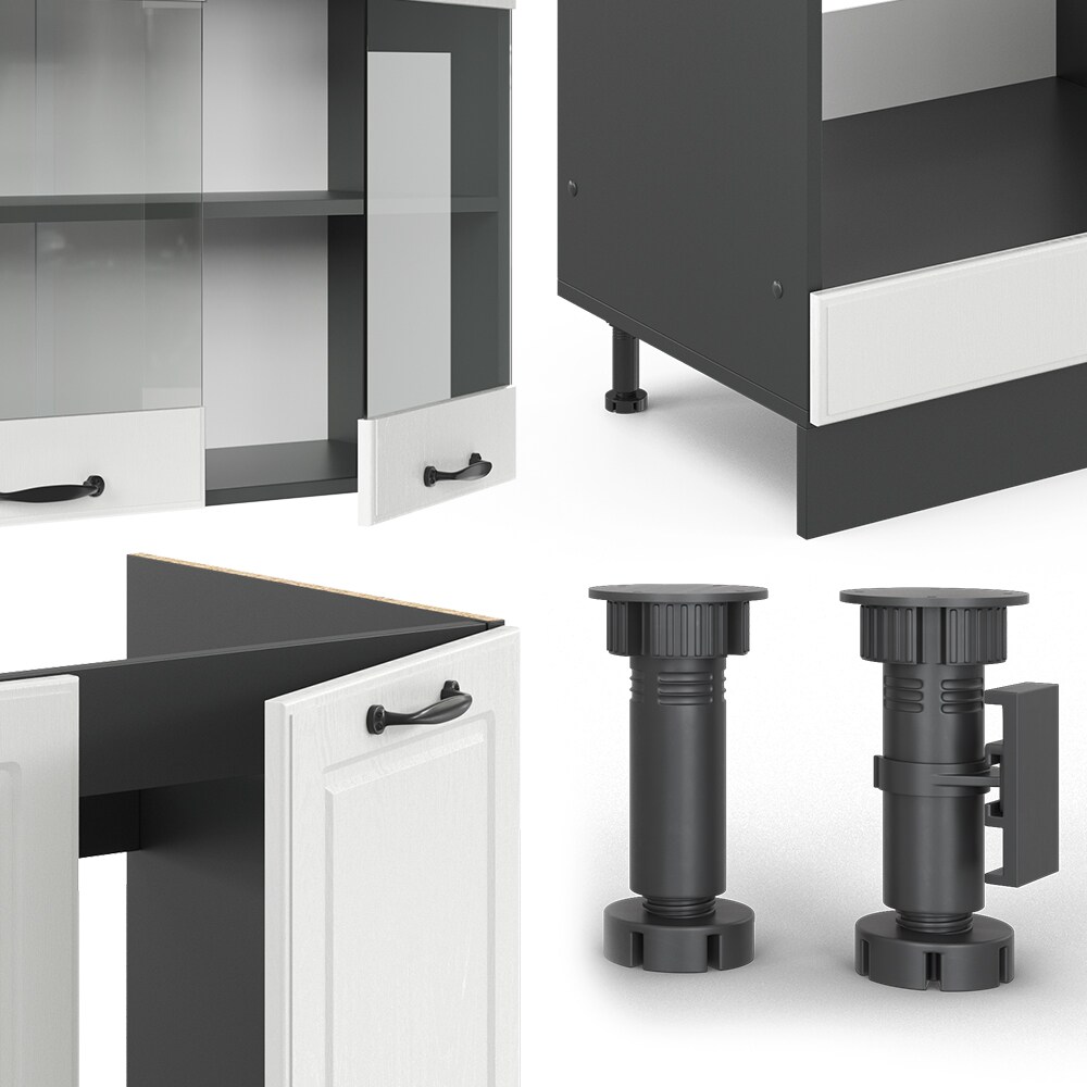 Vicco Küchenzeile Küchenblock Einbauküche R-Line Ecke 287x227 cm Landhaus Anthrazit