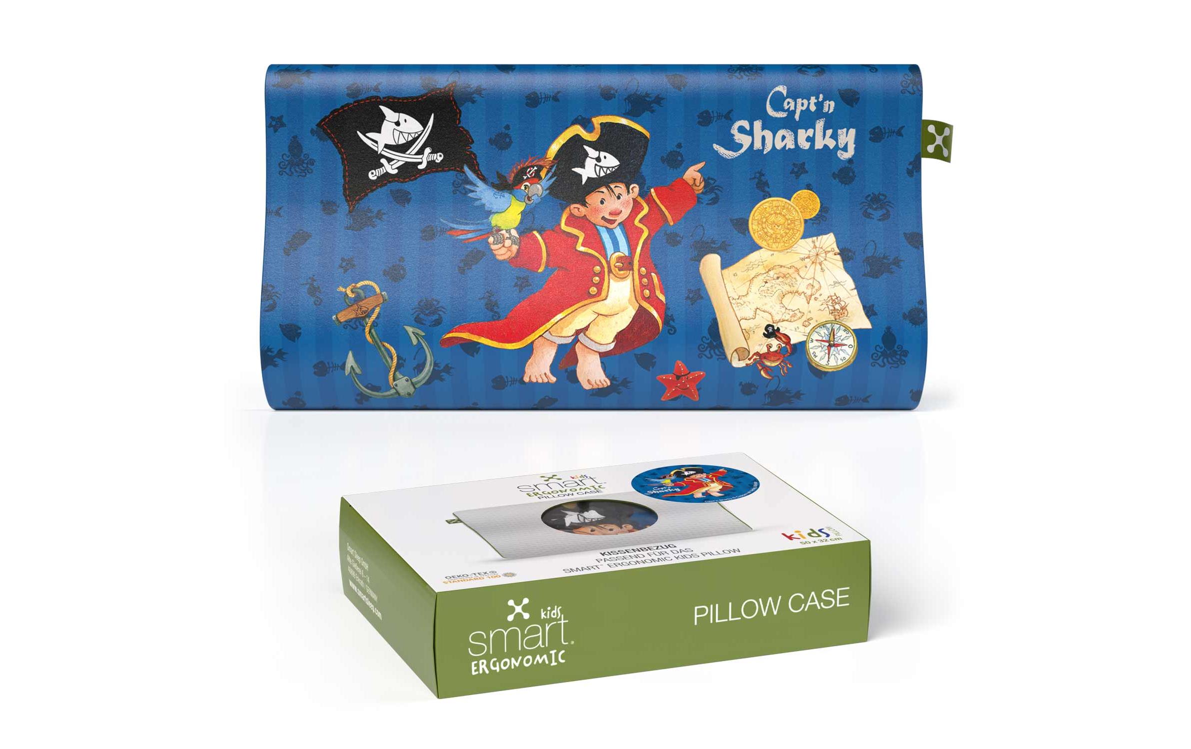 Kinder Kopfkissenbezug Ergonomic Capt'n Sharky 50 x 32 cmKissenhülle mit Pirat-Motiv