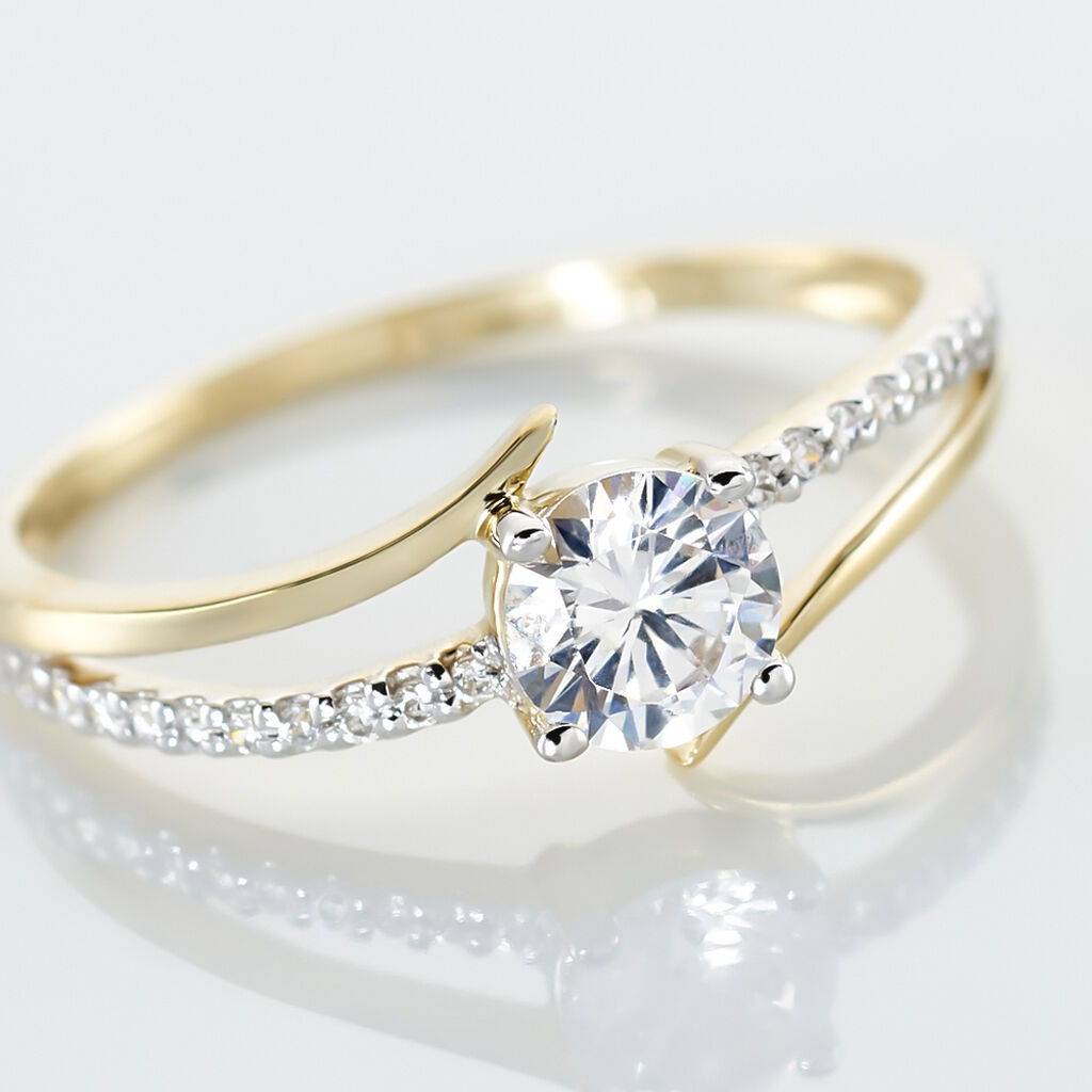 Bague Solitaire Abelia Or Jaune Oxyde De Zirconium