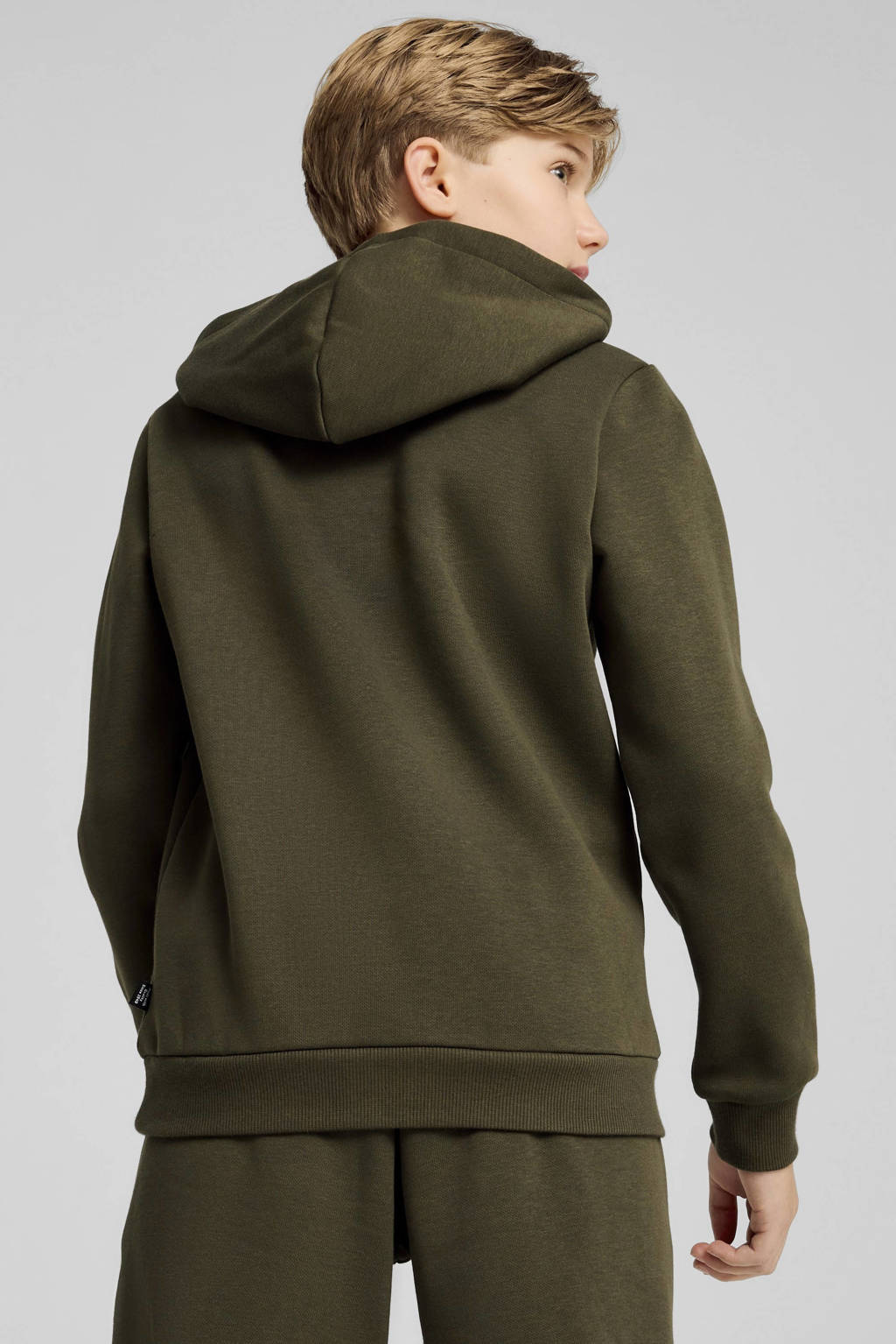 Puma sweater met logo olijfgroen/wit