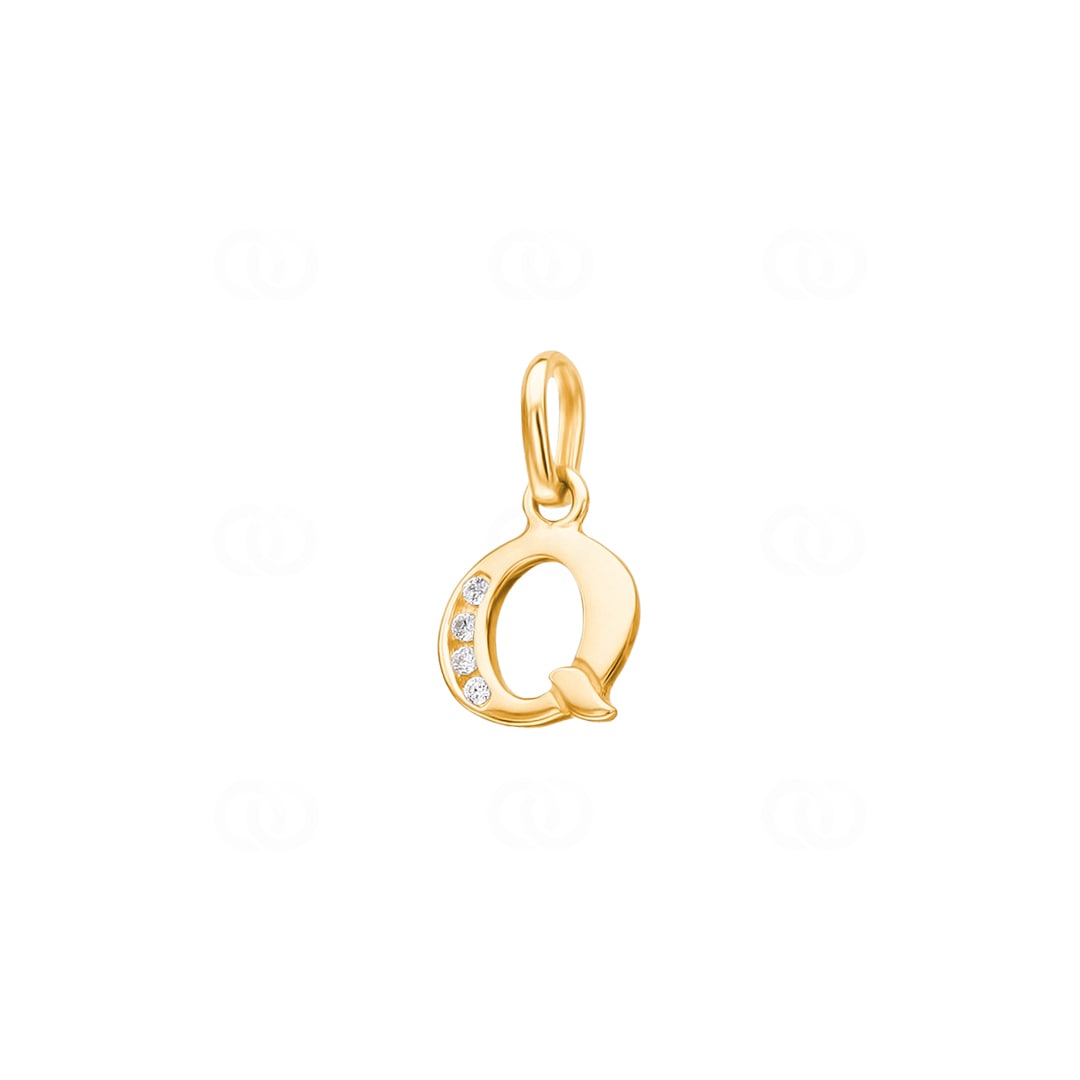 Anhänger 750/18 K Gelbgold Buchstabe Q mit Zirkonia