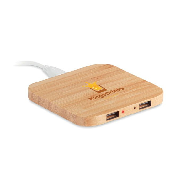GiftRetail MO9698 - CUADRO Chargeur  sans fil en bambou