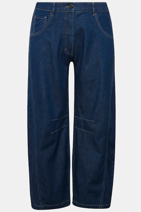 Jeans, weites Bein, Ziernaht, Elastikbund, Biobaumwolle