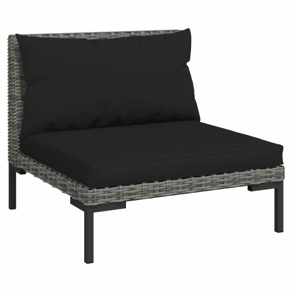 Salon de jardin meuble d'extérieur ensemble de mobilier 8 pièces avec coussins résine tressée gris foncé