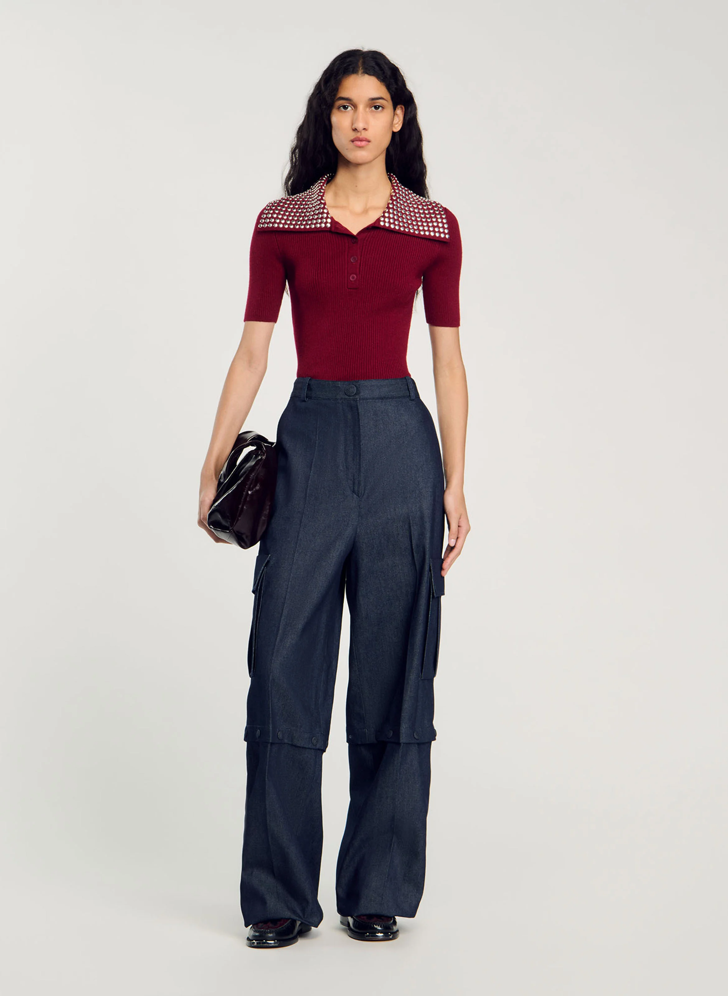 Pantalon large en coton | Bleu