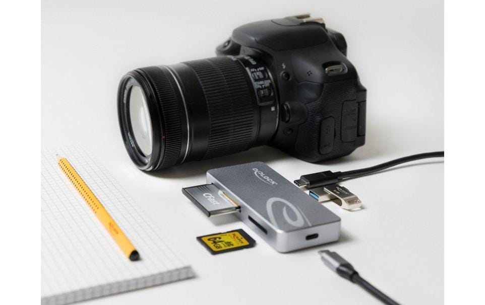 Card Reader Extern 91754 USB-A/C für CFast und SDCFast- und SD-Speicherkartenleser mit USB-Hub