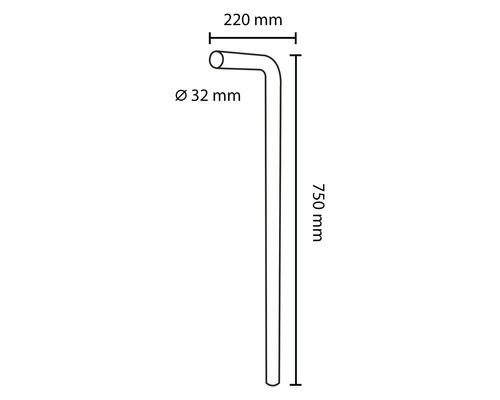 Afvoerbocht voor wastafels 750 x 220 mm 32 mm mat zwart