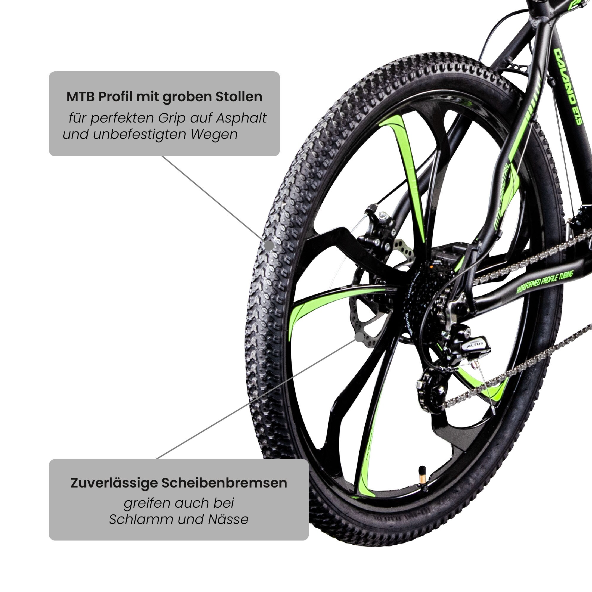 Galano Primal Mountainbike 27,5 Zoll für Jugendliche und Erwachsene 165 - 185 cm MTB Hardtail Fahrrad