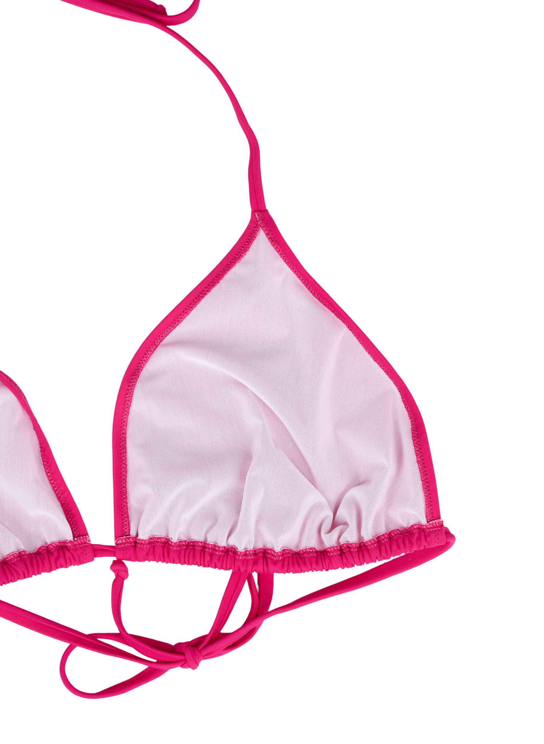 Ensfarvet trekants bikini bh