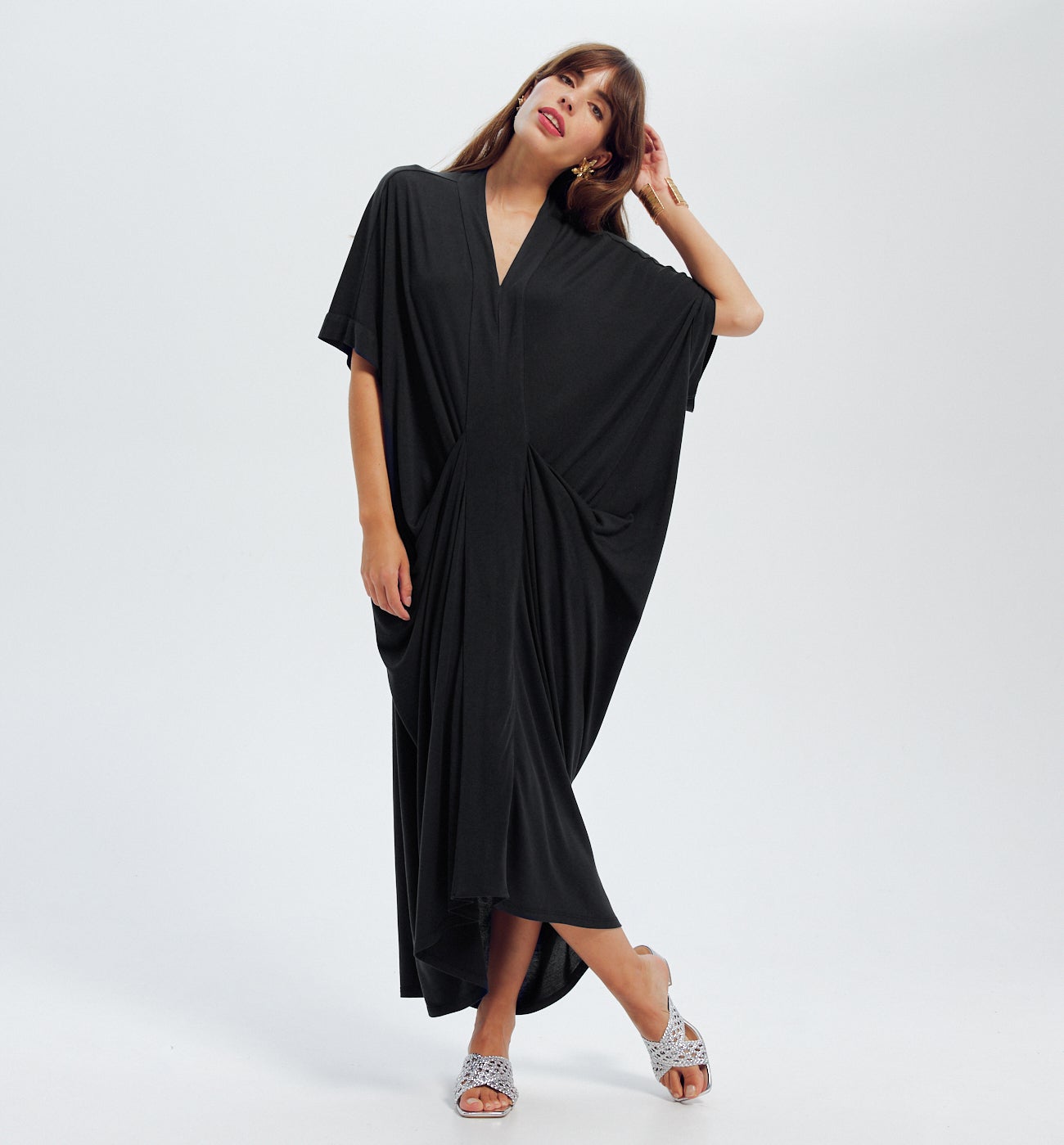 Robe caftan unie Femme - Noir