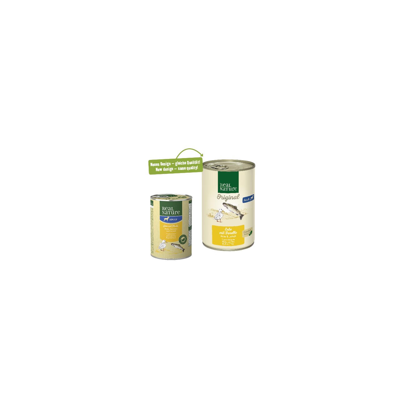 REAL NATURE Nassfutter Hund, Adult, Ente mit Forelle 6x400 g