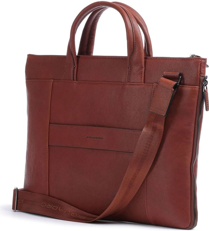 Piquadro - Black Square - Laptoptas - Zwart - Leder - 15.6
