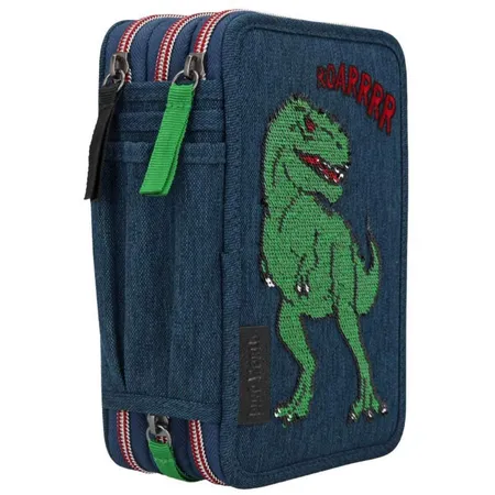 Depesche Dino World 3-Fach Federtasche Pailletten Blau
