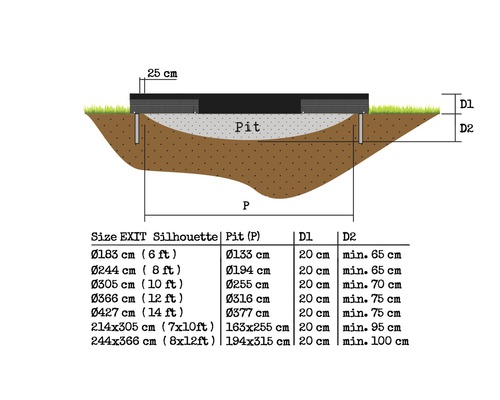 EXIT Silhouette Ground trampoline met veiligheidsnet Ø 183 cm zwart