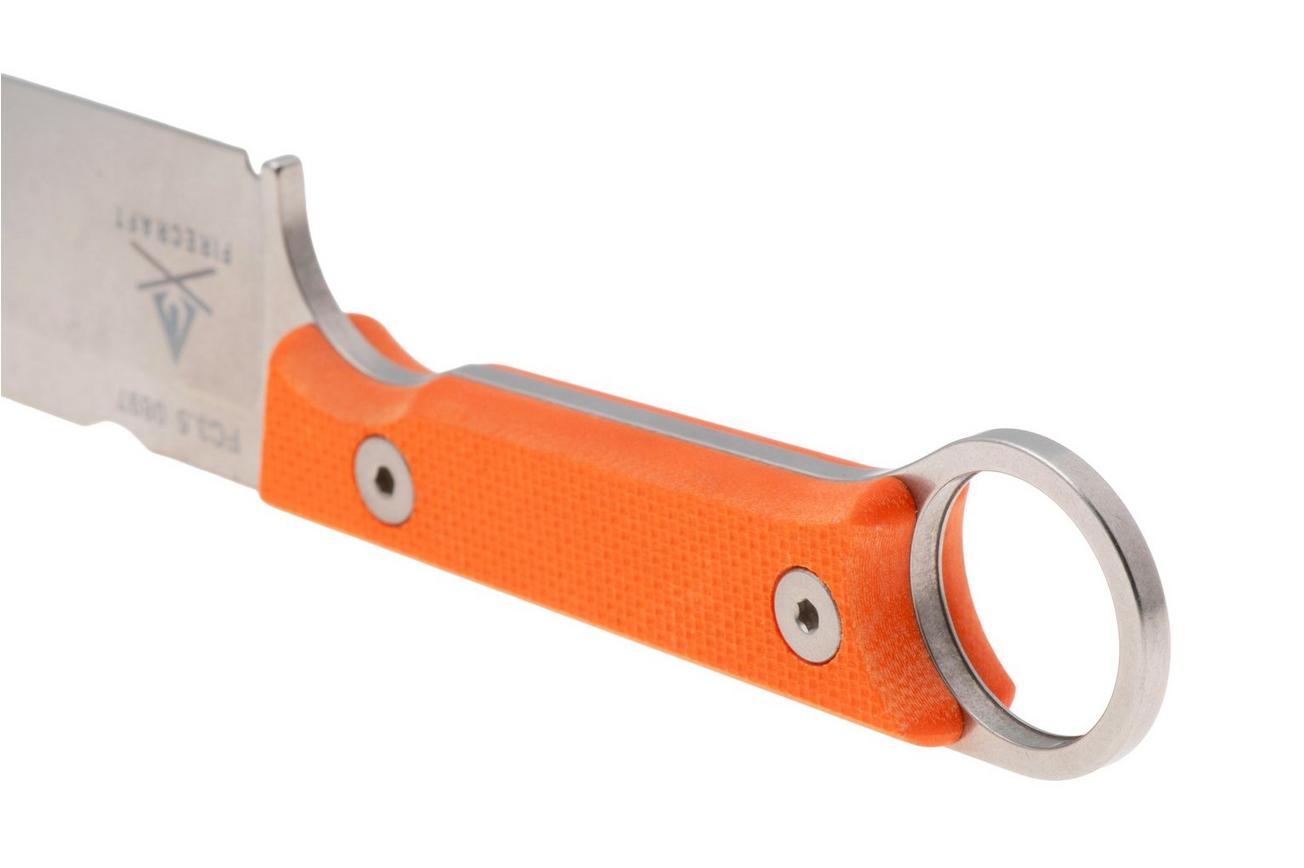 White River Firecraft 3.5 Pro, Stonewashed Magnacut, Orange G10 survivalmes, Kydex schede met firesteel