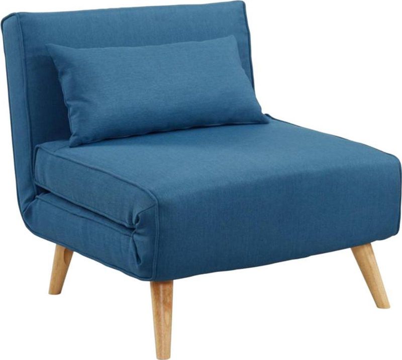 Fauteuil POSIO - Bedbank van stof - Blauw L 74 cm x H 75 cm x D 78 cm