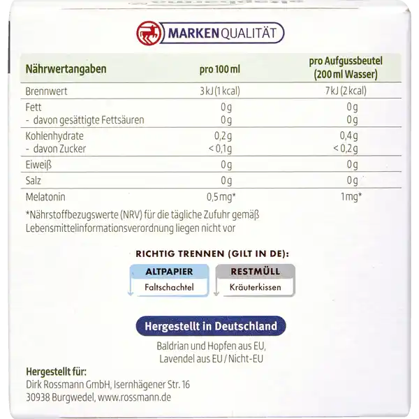 Einschlaf Tee mit Melatonin